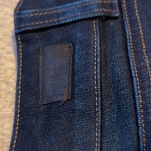 PAIGE Deep Indigo Flare Jeans with Contrast Stitching